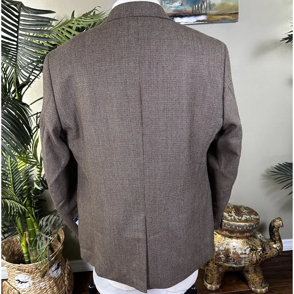 Adolfo Sportcoat Blazer Men 46R New w Tags Lambswool Brown Beige Woven